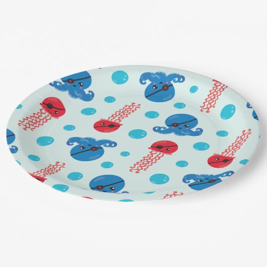 Assiettes En Carton Pirate Octopus, Pirate Jellyfish, Sea Animaux (Angle)