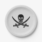 Assiettes En Carton PIRATE PARTY SKULL CROSSBONES plaques papier (Devant)