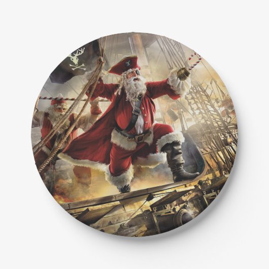 Assiettes En Carton Pirate Père Noël (Devant)