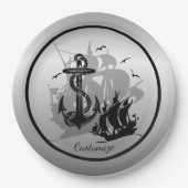 Assiettes En Carton Pirate Ship & Ancres Plaques de papier en silhouet (Devant)