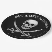 Assiettes En Carton Pirate Skull and Sword Crossbones (Angle)