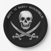 Assiettes En Carton Pirate Skull and Sword Crossbones (Devant)