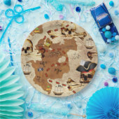 Assiettes En Carton Pirate Skull & Bones Treasure Map (Fête)