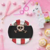 Assiettes En Carton Pirate Skull & Crossbones Rouge Blanc Anniversaire (Fête)