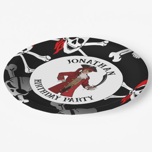Assiettes En Carton Pirate Skuls Plaques en papier (Angle)