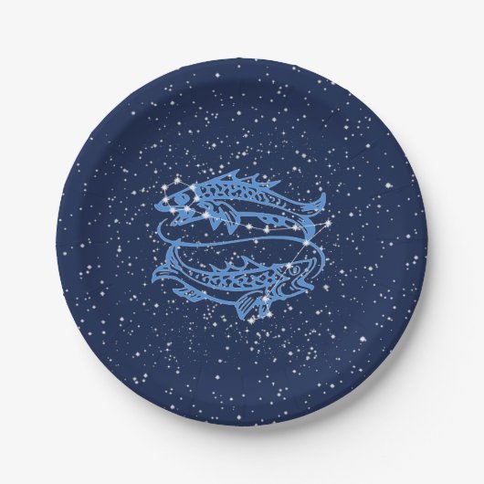 Assiettes En Carton Pisces Constellation and Zodiac Sign with Stars (Devant)