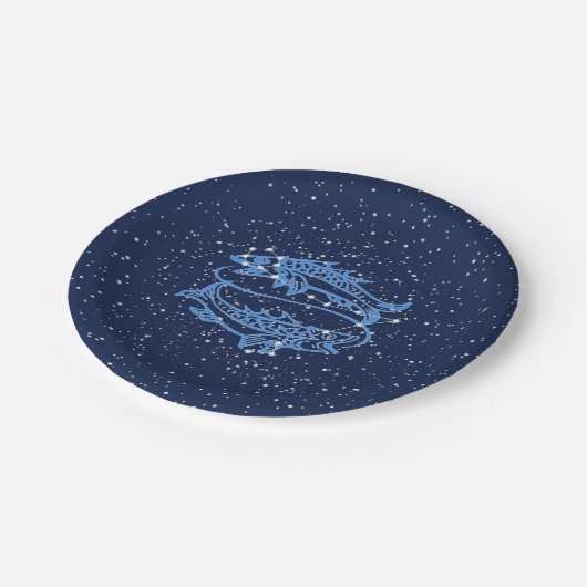 Assiettes En Carton Pisces Constellation and Zodiac Sign with Stars (Angle)