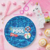 Assiettes En Carton Piscine d'été Fête Tropicale Anniversaire Bleu (Fête)