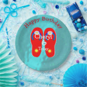 Assiettes En Carton Piscine d'été Plage fête mignonne Flip-Flop Graphi (Fête)
