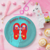 Assiettes En Carton Piscine d'été Plage fête mignonne Flip-Flop Graphi (Fête)