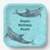 Assiettes En Carton Piscine Dolphins Piscine ou Plage Anniversaire (Recto)