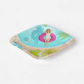 Assiettes En Carton Piscine fille en bikini plage d'été (Angulaire)