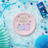 Assiettes En Carton Piscine Party Preppy Varsity Patch Anniversaire (Fête)