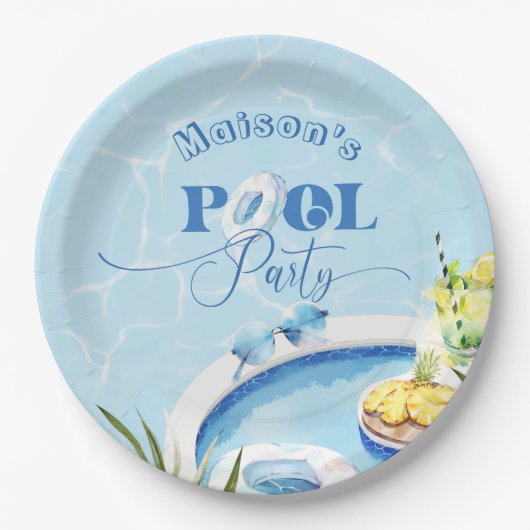 Assiettes En Carton Piscine pour enfants fête d'anniversaire piscine b (Devant)