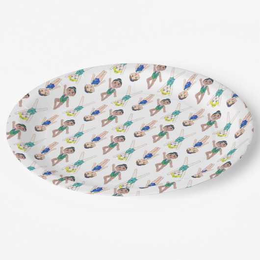 Assiettes En Carton Piscine synchronisée Synchro Piscine Filles (Angle)