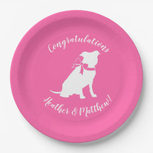 Assiettes En Carton Pit Bull Chien Baby shower rose fille Pitbull