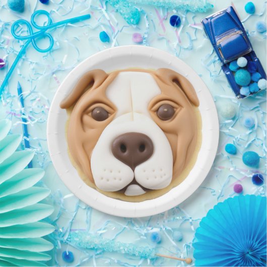 Assiettes En Carton Pitbull Chien 3D inspiré (Fête)