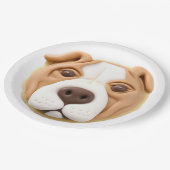 Assiettes En Carton Pitbull Chien 3D inspiré (Angle)