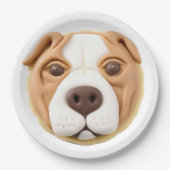 Assiettes En Carton Pitbull Chien 3D inspiré (Devant)