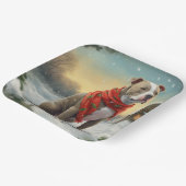 Assiettes En Carton Pitbull Chien dans Noël de neige (Angulaire)