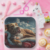 Assiettes En Carton Pitbull Chien Festif de Noël (Fête)