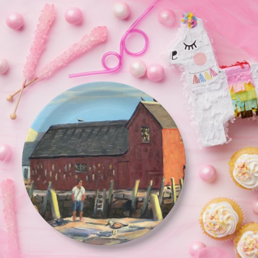 Assiettes En Carton Pittoresque Rockport Massachusetts Fish Shack Moti (Fête)