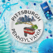 Assiettes En Carton Pittsburgh Steel City Skyline Incline Pennsylvanie (Fête)