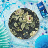 Assiettes En Carton Pivoine Fleurie Verte Moderne (Fête)