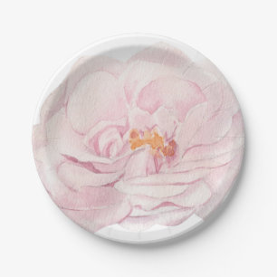 Assiettes En Carton Pivoine Rose Illustrée à la Main