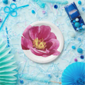 Assiettes En Carton Pivoine rose magnifiquement peinte à la main (Fête)