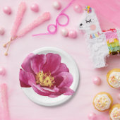 Assiettes En Carton Pivoine rose magnifiquement peinte à la main (Fête)