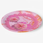 Assiettes En Carton Pivoines roses  (Angle)