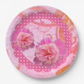 Assiettes En Carton Pivoines roses  (Devant)