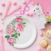 Assiettes en carton - Pivoines roses (Fête)