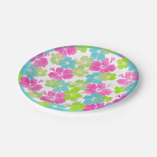 Assiettes En Carton PixDezines luau/hibiscus (Angle)
