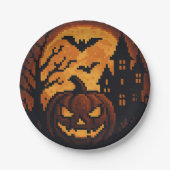 Assiettes En Carton Pixel art Halloween paper plates. (Devant)