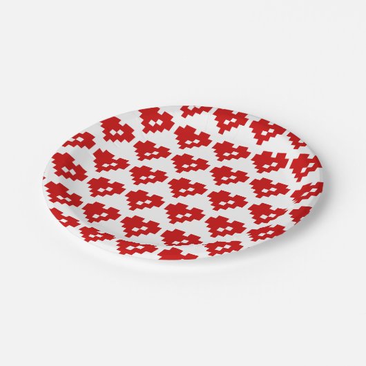 Assiettes En Carton Pixel Coeur 8 bits Amour (Angle)