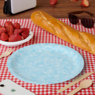 Assiettes En Carton Pixellisation Mosaïque Bleue