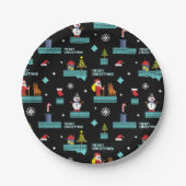 Assiettes En Carton Pixellit Joyeux Motif de Noël - Design rétro (Devant)
