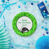 Assiettes En Carton Pixels de jeu vert | Fête d'anniversaire personnal (Fête)