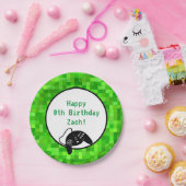 Assiettes En Carton Pixels de jeu vert | Fête d'anniversaire personnal (Fête)