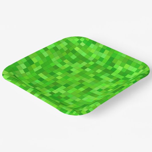 Assiettes En Carton Pixels verts (Angulaire)