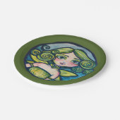 Assiettes En Carton Pixie nature verte (Angle)