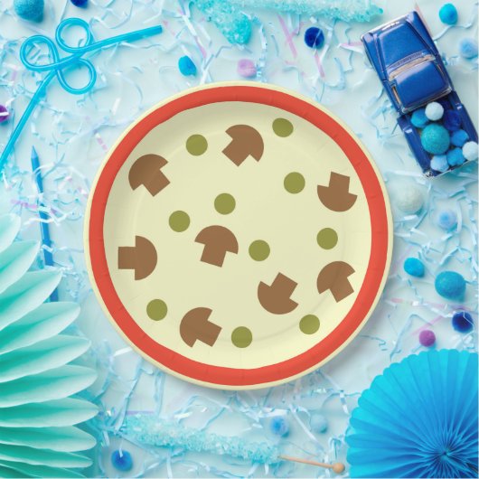 Assiettes En Carton Pizza aux champignons Olives Sauce tomate au froma (Fête)