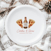 Assiettes En Carton Pizza & Bière Couples Décontractés Fête des mariée