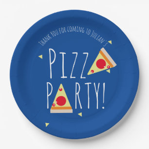 Assiettes En Carton Pizza Bold Anniversaire Restaurant  Bleu