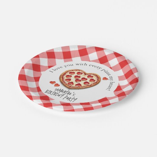 Assiettes En Carton Pizza fête d'anniversaire (Angle)