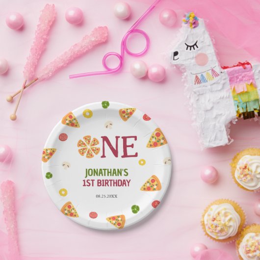 Assiettes En Carton Pizza fête pour enfants 1er anniversaire (Fête)