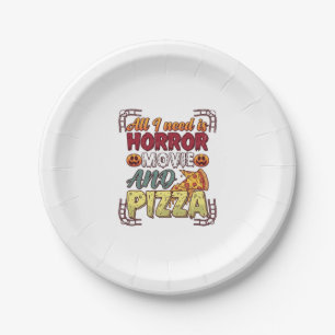 Assiettes En Carton Pizza Film d'Horreur Halloween Citrouille Crâne Tr