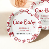 Pizza italienne rouge dessinée à la main Ciao bébé